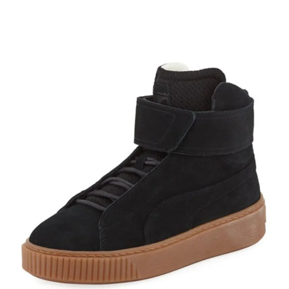 Puma Platform Mid OW Strap Leather Lace Up Black Trainers Size 7 - Picture 2 of 10